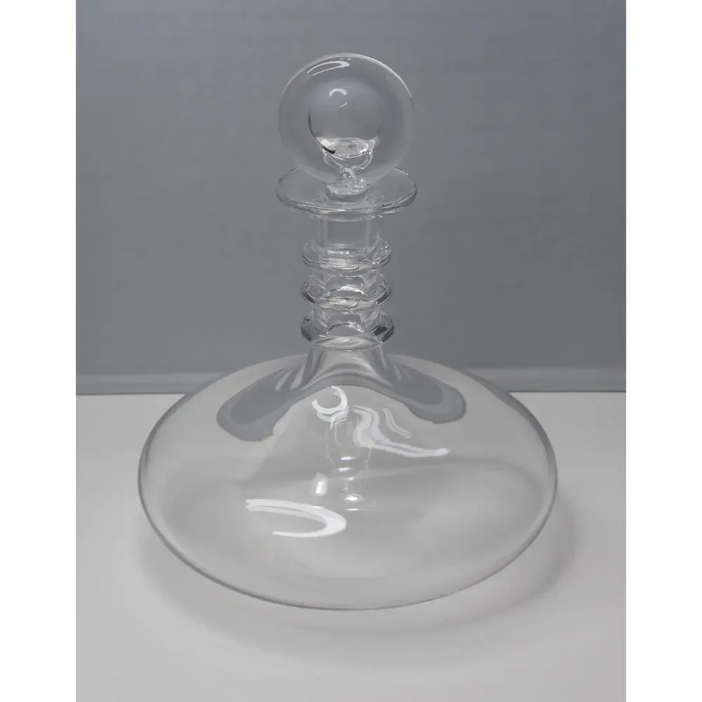 Baccarat Blown Glass Spiral Ring Neck Ship's DECANTER with Moon Stopper France